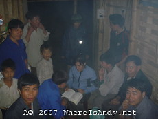 Sharing rice wine with the loggers